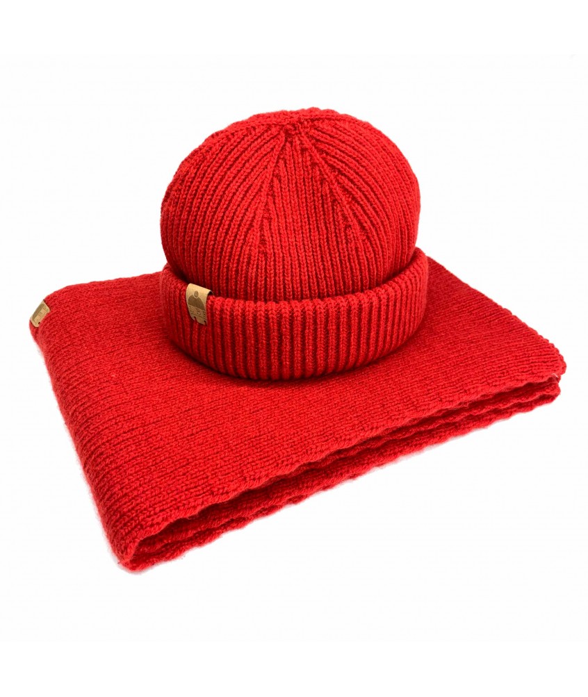 Cagoule enfant façon tricot rouge - Casquettes Bonnets