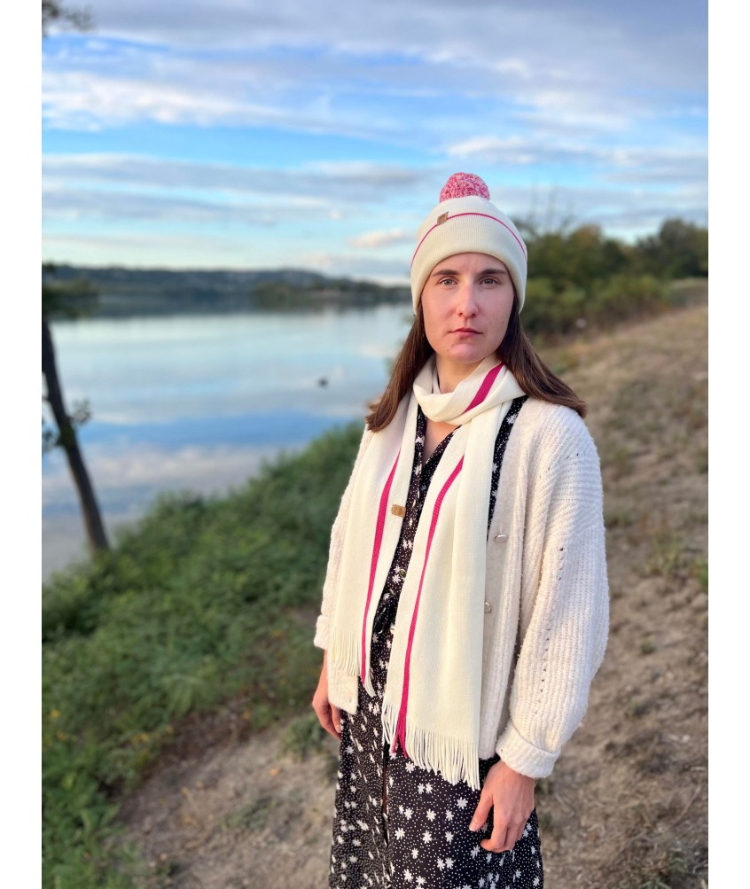 Bonnet de naissance fille gros noeud Le Marinière. Made in France